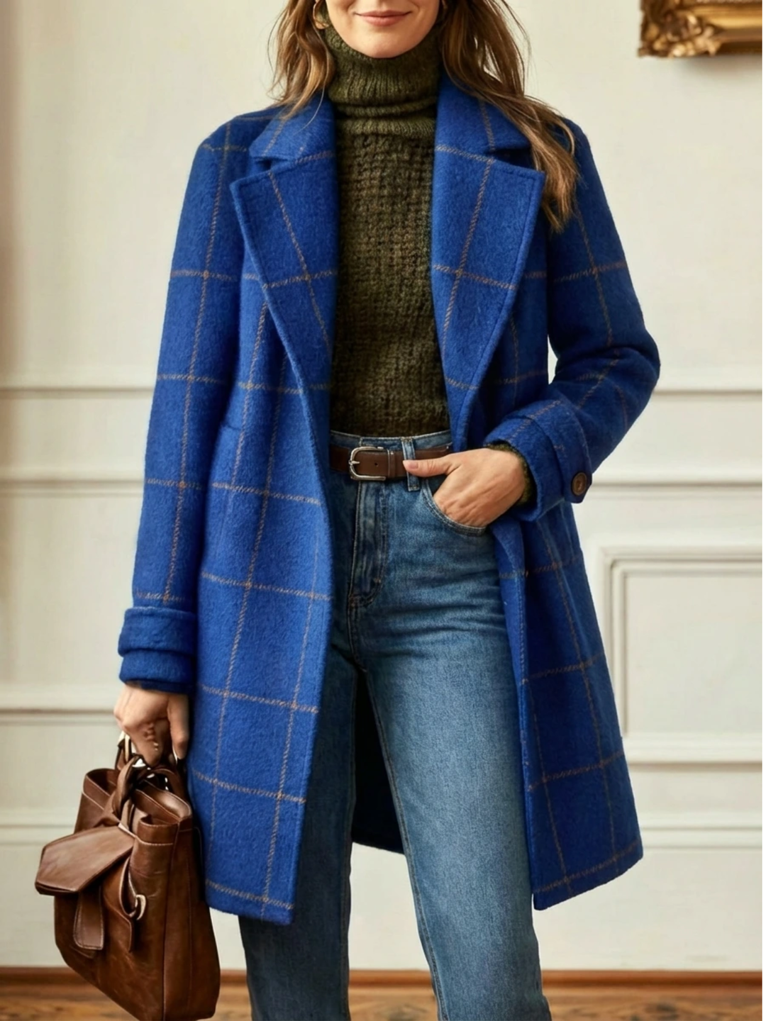 Ava™ | Wool Check Long Coat