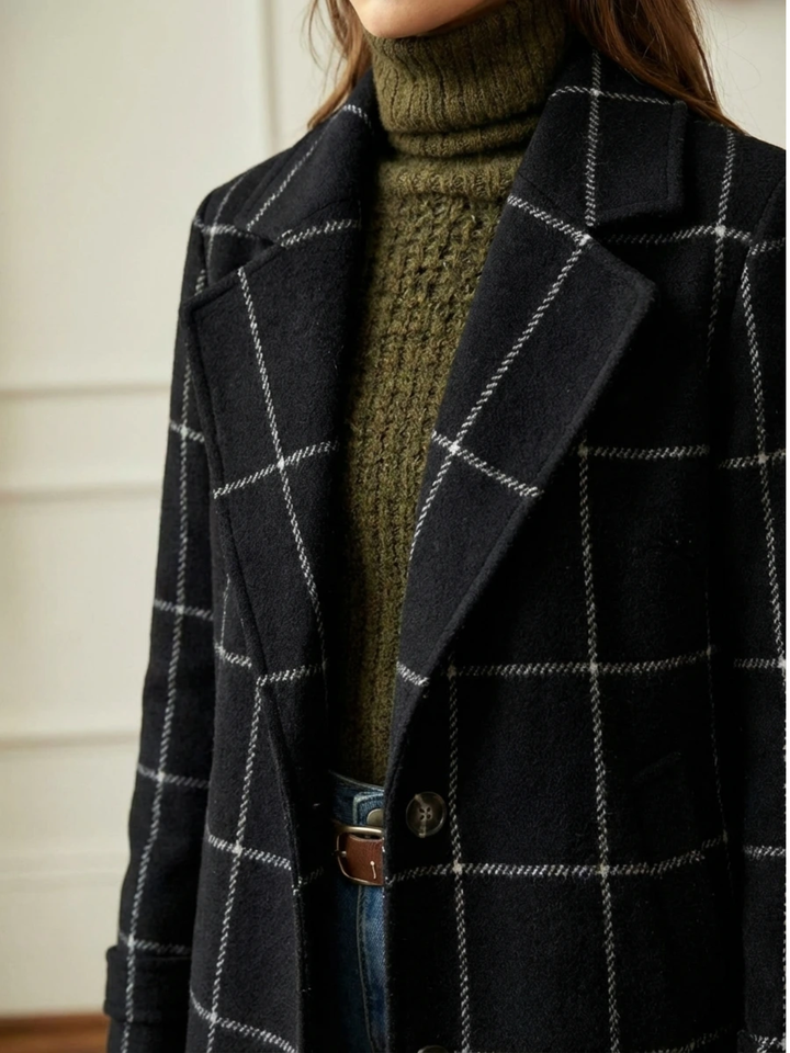 Ava™ | Wool Check Long Coat